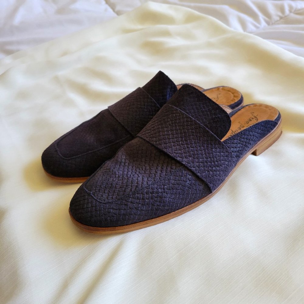 Free People At Ease Snakeskin Suede Mules